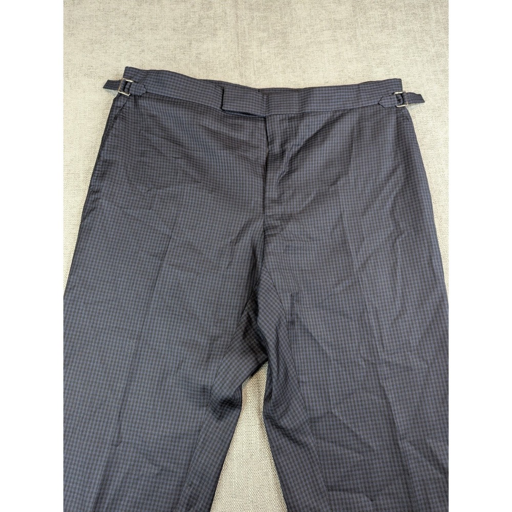 Tom Ford Dress Pants Mens 7-56R (36X29) Check Silk Wool Side Adjusters Trousers - Picture 4 of 13